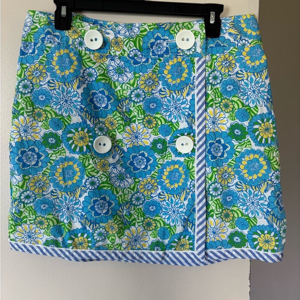 Lilly Pulitzer Blue, Green & Yellow Floral Mini Skirt